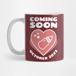 Baby Announcement. Feeding Bottle. October 2023 Mug